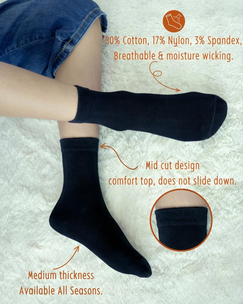 RATIVE Basic Cotton Crew Socks for Unisex Baby Infant Toddler Kids Boys Girls(3-5T,12-pairs/white) - Image 3
